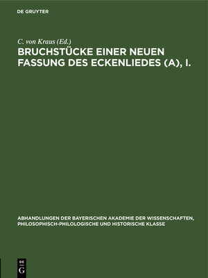 cover image of Bruchstücke einer neuen Fassung des Eckenliedes (A), I.